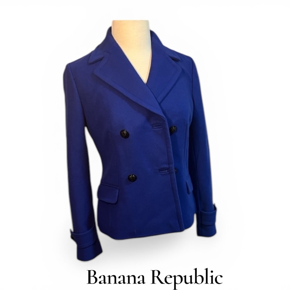 Banana Republic Cobalt Blue Wool Pea Coat Size Sm